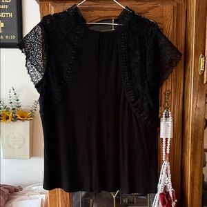 Belldini Black Lace Sleeve Blouse